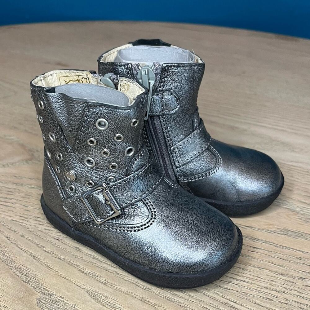 New! Falcotto Baby Girl’s Studded Silver Boots EU Size 18 / US 2 Infant